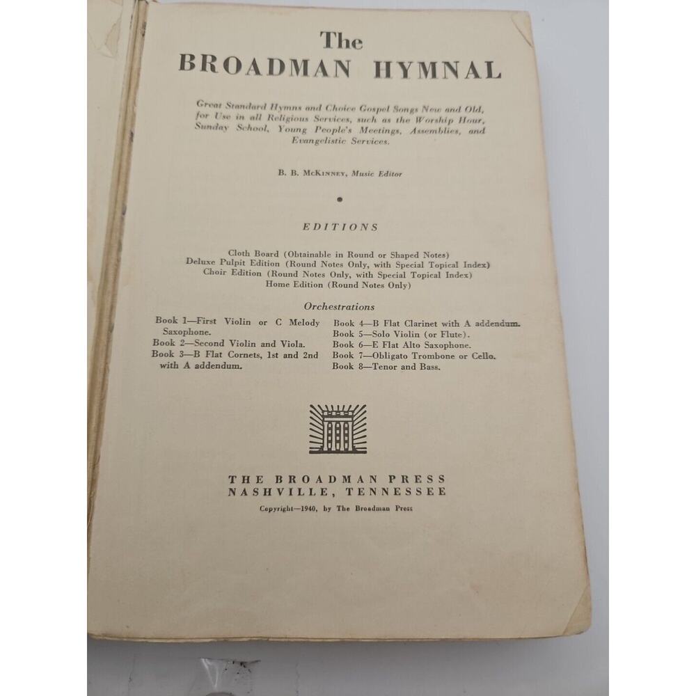 The Broadman Hymnal 1940 Broadman Press Book‎ Vintage - Picture 10 of 14